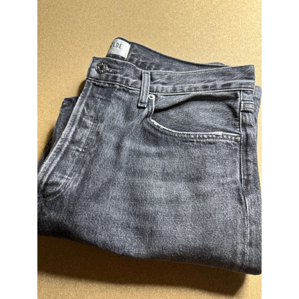 AGOLDE 90s Pinch Waist High Rise Straight Leg Jeans Washed Black Size 31 Raw Hem